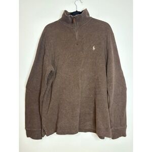 Polo Ralph Lauren Mens Brown 1/4 Zip Long Sleeve Pullover Sweater L